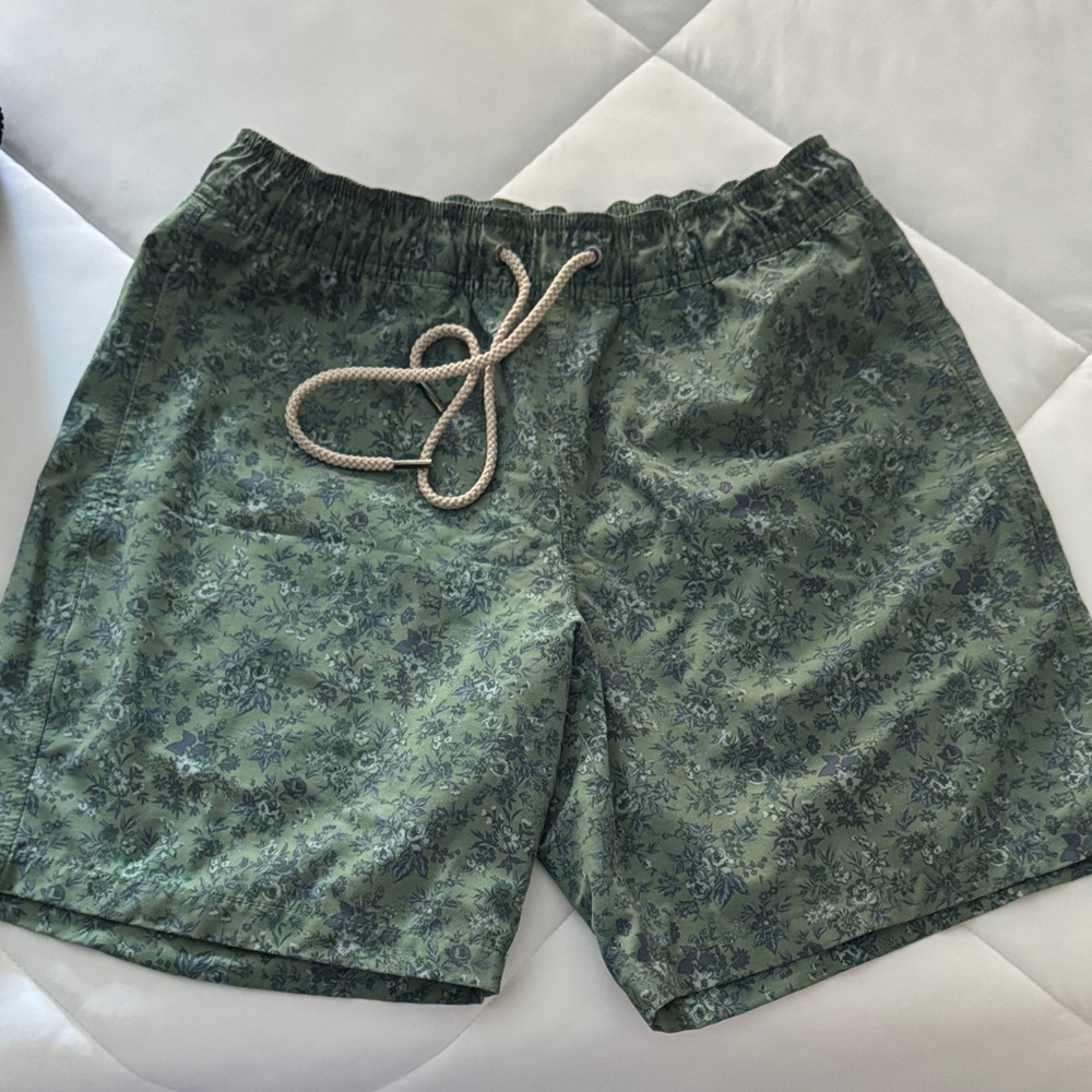 Fair Harbor Green Floral Swim Trunks